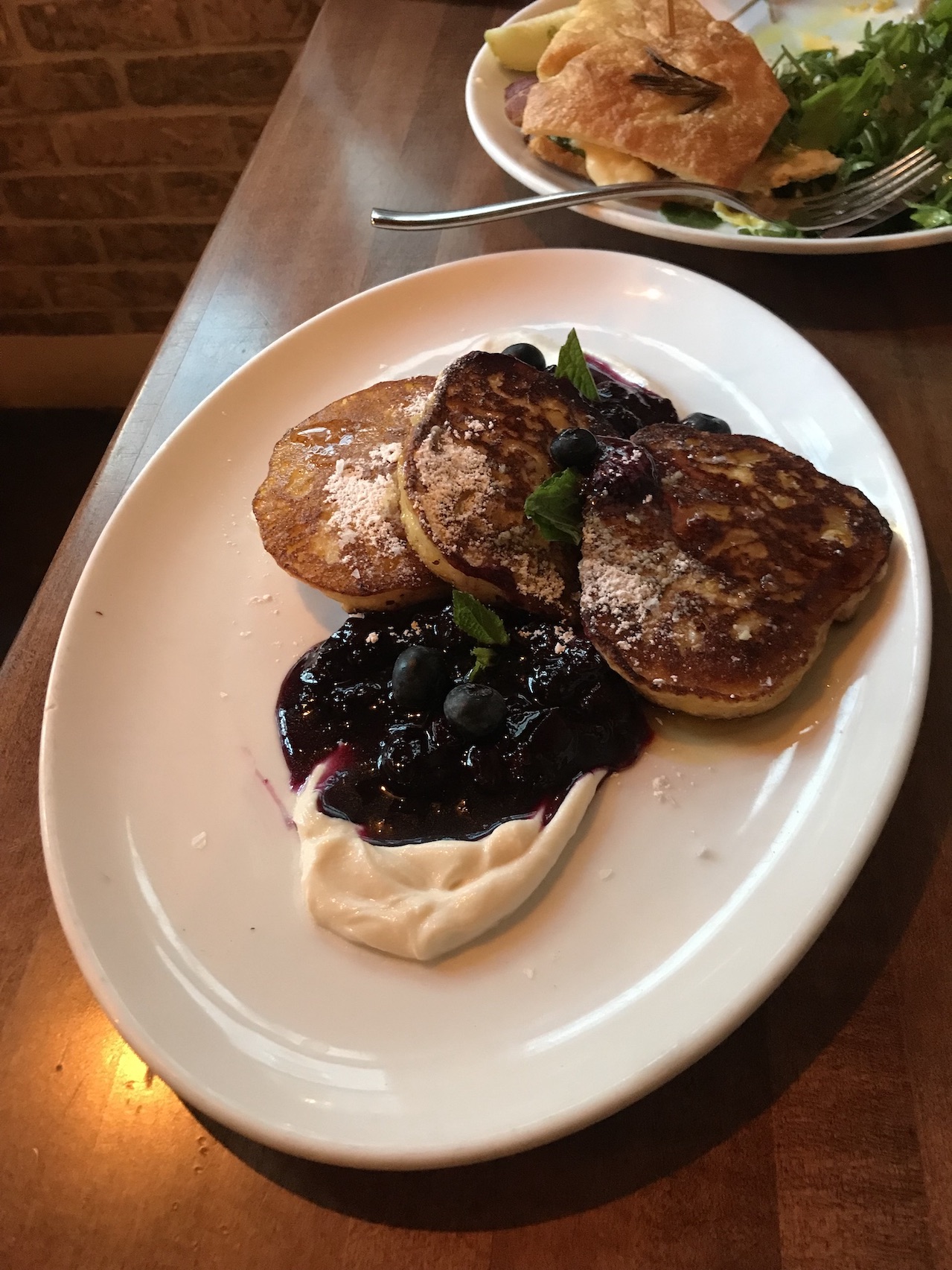 Sweet corn pancakes at Alden & Harlow